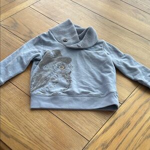 Gray blue  Owl Print cowl neck boys sweatshirt size 3t